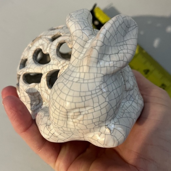 Crackle Pottery Bunny Rabbit Decor Accent Sculpture - Picture 10 of 12